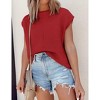 BLUEMING Womens Tank Tops Cap Sleeves Casual Crew Neck Loose Fit Knit Lightweight Pullover Sweater - 2 of 4