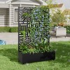 PexFix Metal Raised Garden Bed with Trellis and Wheels Planter Box for Climbing Plants Vines & Vegetables Drainage Holes Privacy Screen - 3 of 4