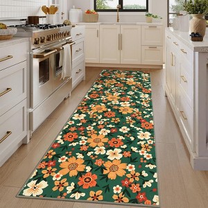 Floral Rug Modern Washable Living Room Rug Non Shedding Stain Resistant Farmhouse Soft Foldable Carpet - 1 of 4