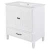JUJABU 30" Vintage Style Bathroom Vanity with Ceramic Sink, Soft-Closing Doors & Multi-Functional Storage - 2 of 4