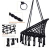 NAYSAYE Patio Swing Hanging Hammock Chair with Cushion and Arched Backrest for Indoor and Outdoor Relaxation, Black, 23.6"*47.2"*7" - 3 of 4