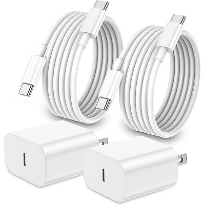 20W USB-C Fast Charger 2-Pack with 3ft Cables - Compatible with iPhone 17/16/15 Pro/Pro Max & iPad Pro/Mini - Apple Charger Replacement