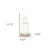 HomeRoots 12" White And Natural Metal And Wood Lighthouse Tabletop Lantern Candle Holder - 3 of 4