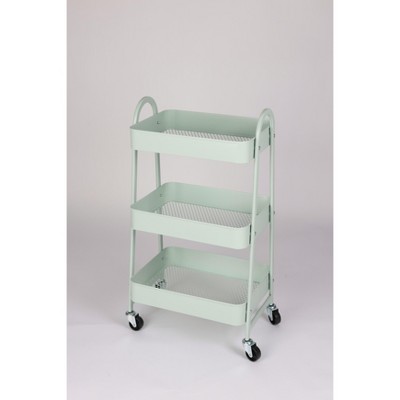 DOMETOUR 3 Tier Small Rolling Cart Metal Utility Storage Organizer Kitchen Trolley Bathroom Laundry Room Bar Office Shelves