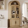 Arched Bookcase with Doors Modern 6-Tier Bookshelf with Storage Wooden Display Cabinet Farmhouse Storage Shelves for Living Room, Kitchen, Office - 2 of 4