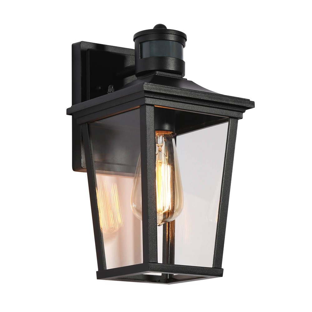 Photos - Floodlight / Street Light LNC 12" Metal/Glass Cage Modern Iron Outdoor Wall Light Matte Black: Water