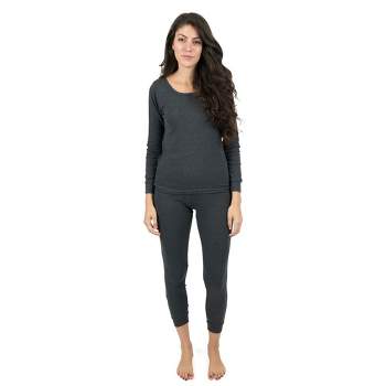 Leveret Womens Two Piece Thermal Pajamas Solid Dark Gray Xs : Target