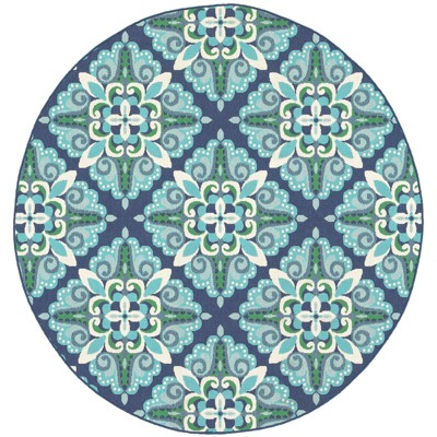 Oriental Weavers Meridian 2206B Blue/ Green Indoor/Outdoor Area Rug - 7'10" Round