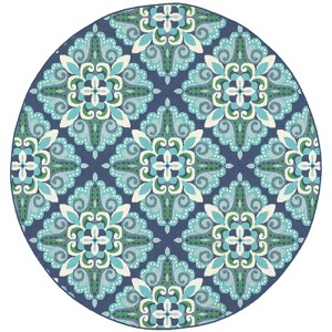 Oriental Weavers Meridian 2206B Blue/ Green Indoor/Outdoor Area Rug - 7'10" Round - 1 of 4