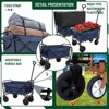 RISOKEYS Foldable Utility Beach Wagon Cart , Heavy Duty Utility Wagon Grocery Cart,3pcs Plastic Liner Bag,for Gardening, Beach, Picnics - 2 of 4