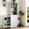 PDTEND 70.87" Kitchen Pantry Cabinet with 4 Tiers, 2 Glass Doors & Pull-Out Shelves for Living Room, Dining Room Storage - 4 of 4