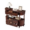 43" Retro Curved Console Table with Drawers, Solid Wood Legs Sofa Table Behind Couch, Entryway or Hallway Table with Storage Shelf-Panipeachy - 3 of 4