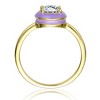 Trendy 14k Yellow Gold Plated Stacking Ring with Purple Enamel Bezel & Cubic Zirconia for Teens & Young Adults - 3 of 4