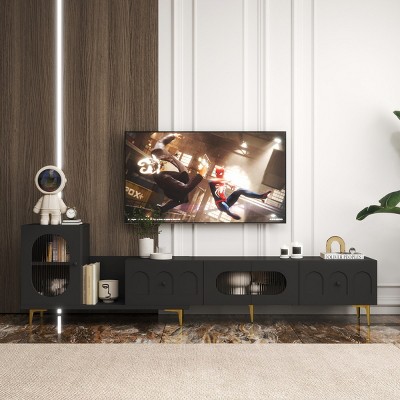 Extendable TV Stand,Rectangle TV Stand With Storage,TV Stand For 80 Inch TV,Media TV Console For Living Room-Cuddlewood