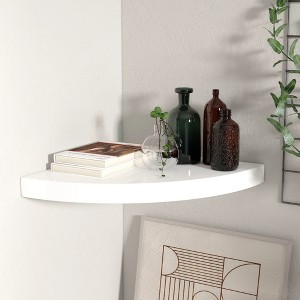 Corner Shelf High gloss white Honeycomb MDF, metal 13.8x13.8x1.5 in - 1 of 4
