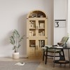 coucheta Arched Bookshelf, Arched Cabinet, 4 Glass Door Freestanding Bookcase with 2 Drawer, Wood Arched Display Cabinet for Living Room, Bedroom - 3 of 4