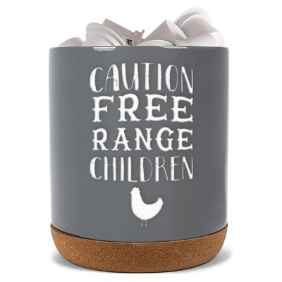 Elanze Designs Free Range Children Grey X-Large Cork Bottom, Kitchen Counter, Ceramic Stoneware, Coffee, Tea and Hot Chocolate, Machine Brewing, K