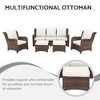 FIONECA 5-Piece Rattan Patio Furniture Set ¨C Brown Wicker Outdoor Sectional with Off-White Cushions, 3-Seat Sofa, 2 Chairs, 2 Ottomans - 2 of 4