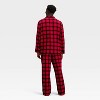 Men's Plaid Flannel Long Sleeve Shirt and Pants Holiday Matching Family Pajama Set - Wondershop™ Red/Black - 2 of 4