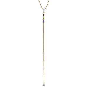 EVERLY JEWELRY | Yellow Plated Sterling Silver 1.89 CT TGW Amethyst, Blue Topaz, White Sapphire Garnet peridot white Topaz Necklace 18 inc & 1 inc - 1 of 4