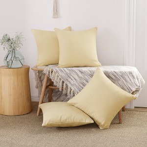 Deconovo 4 Pack Faux Linen Pillow Covers with Hidden Zipper - 1 of 4