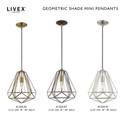 Antique Brass Geometric Mini Pendant Light with LED