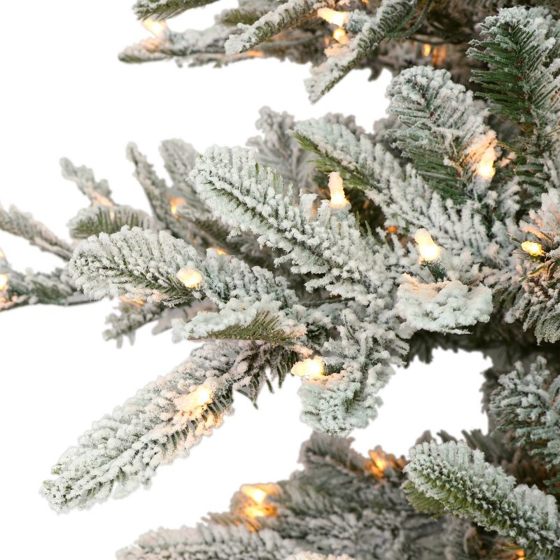 4.5ft Puleo Pre-Lit Flocked Slim Aspen Fir Artificial Christmas Tree Clear Lights, 4 of 5