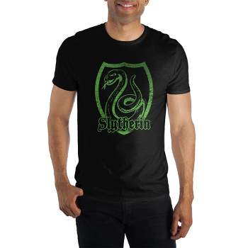Harry Potter Slytherin Logo Specialty Soft Hand Print Men's Black Tee T-Shirt Shirt