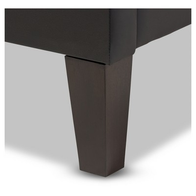 Lancashire Black Faux Leather Upholstered Full Bed Frame with Tapered Legs