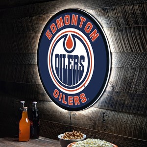 Evergreen Ultra-Thin Edgelight LED Wall Decor, Round, Edmonton Oilers- 23 x 23 Inches Made In USA - 1 of 4