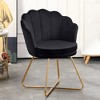 Vanity Chair with Back, Velvet Shell Accent Chair for Living Room, Criss Cross Chair with Gold Legs, Makeup Chair for Bedroom Desk Chair - 3 of 4