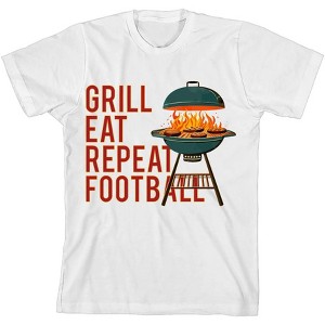 Grill, Eat, Repeat, Football Youth Crew Neck Short Sleeve Tee - 1 of 2