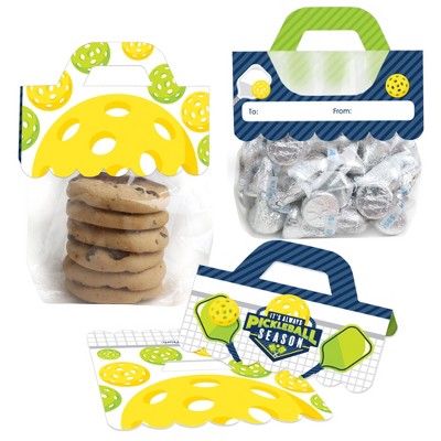 Big Dot of Happiness Let's Rally Pickleball DIY Birthday or Retirement Party Clear Goodie Favor Bag Labels Candy Bags with Toppers Set of 24