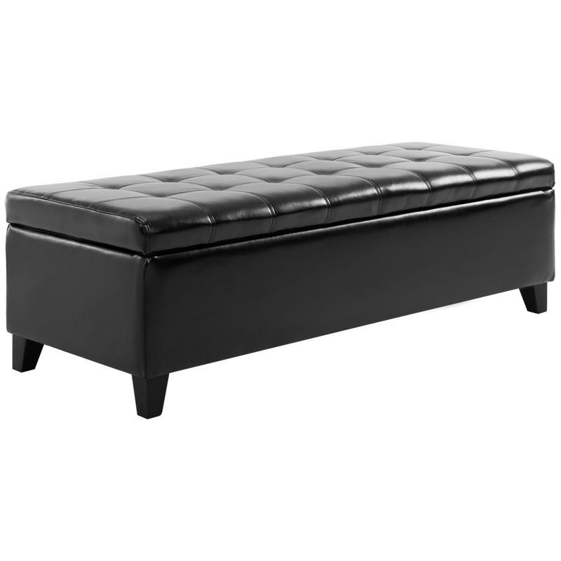 HOMCOM Large 51" Tufted Faux Leather Ottoman Storage Bench for Living Room, Entryway, or Bedroom, 4 of 9