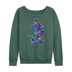 Women's - Disney - Mickey Silhouette Expressive Pattern Lightweight French Terry Slouchy - 1 of 4