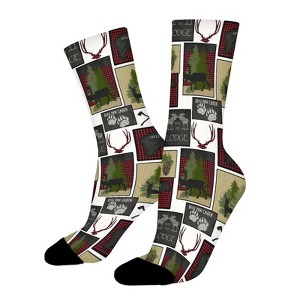 Mountain Bear Deer Women Printed Crew Socks Funny Funky Socks Soft Polyester Novelty Gifts for Artists Men - 1 of 1