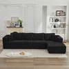 137.8" Corduroy Upholstery L-Shaped Cloud Modular Sectional Sofa with Right Chaise and Pillows, All-Foam Compression Design - 3 of 4