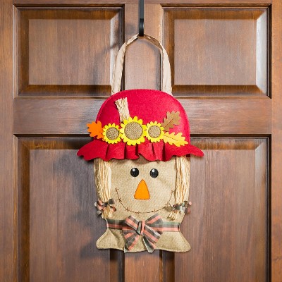 Evergreen Mrs. Scarecrow Door Decor, 13.50x17.50"H