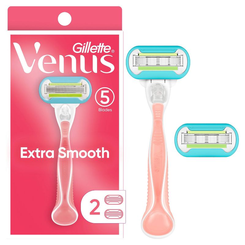 Venus Extra Smooth Pink Women&#39;s Razor + 2 Razor Blade Refills, 1 of 11