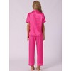 cheibear Women's Buton Down Sleepwear with Pants Nightwear Lounge Pajama Set 2 Pcs - 3 of 4