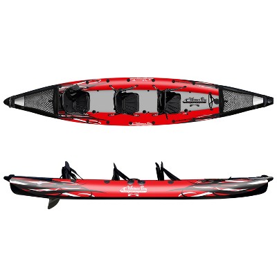 Waimea Bay Firewater 16' 3-Seater Rigid Inflatable Kayak - Durable Fishing Kayak With 1200lb Capacity, PVC Double Drop Stitch, Fits In Backpack