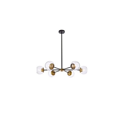 Elegant Lighting Briggs 36 inch pendant in black and brass with clear shade