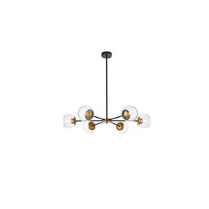 Elegant Lighting Briggs 36 inch pendant in black and brass with clear shade - 1 of 4