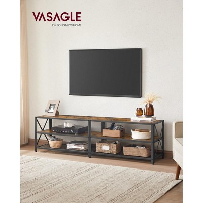 VASAGLE TV Stand, TV Console for TVs Up to 70 Inches, TV Table, TV Cabinet with Storage Shelves, Steel Frame