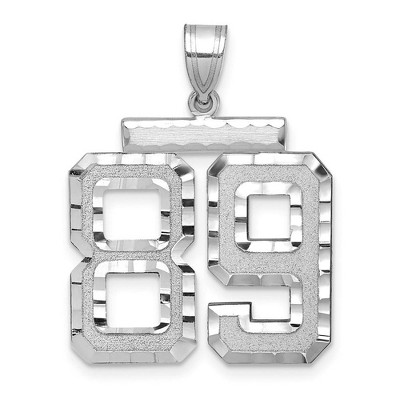 Black Bow Jewelry 14k White Gold, Varsity Collection, Large D/C Pendant, Number 89