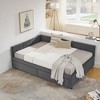 Vynxaria Full Size Upholstered Tufted Bed Frame with Two Drawers, Sofa Bed Frame, Velvet, Grey(79.5''x58''x25'') - 3 of 4