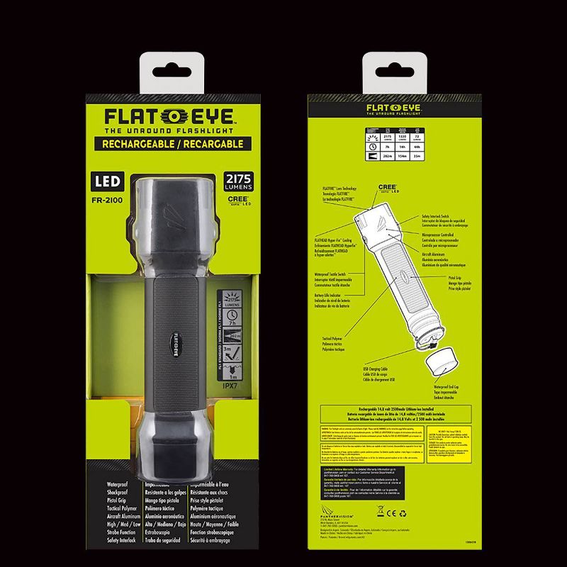 FLATEYE FR-2100 LED Rechargeable Flashlight - Black, 4 of 5