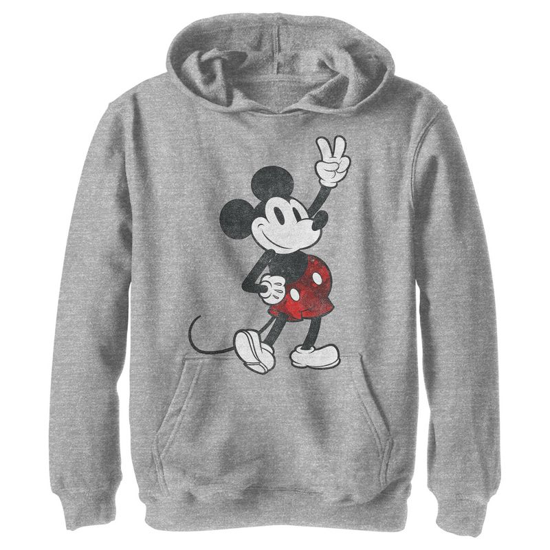 Boy's Disney Mickey Mouse Retro Peace Sign Pull Over Hoodie, 1 of 5