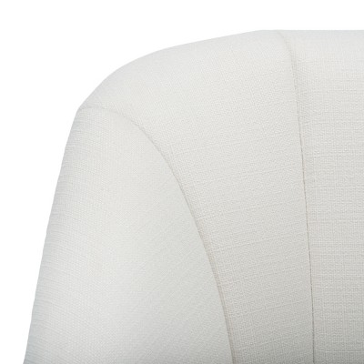Sleek White Velvet Accent Chair with Walnut Flared Legs