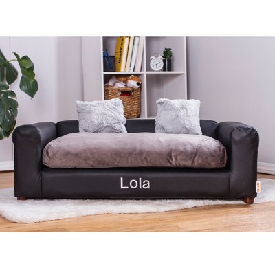 Large Charcoal Faux Leather Orthopedic Pet Sofa